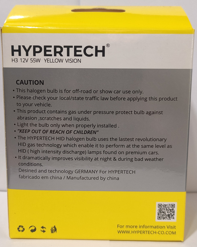 لامپ زرد H3 سیم دار HYPERTECH